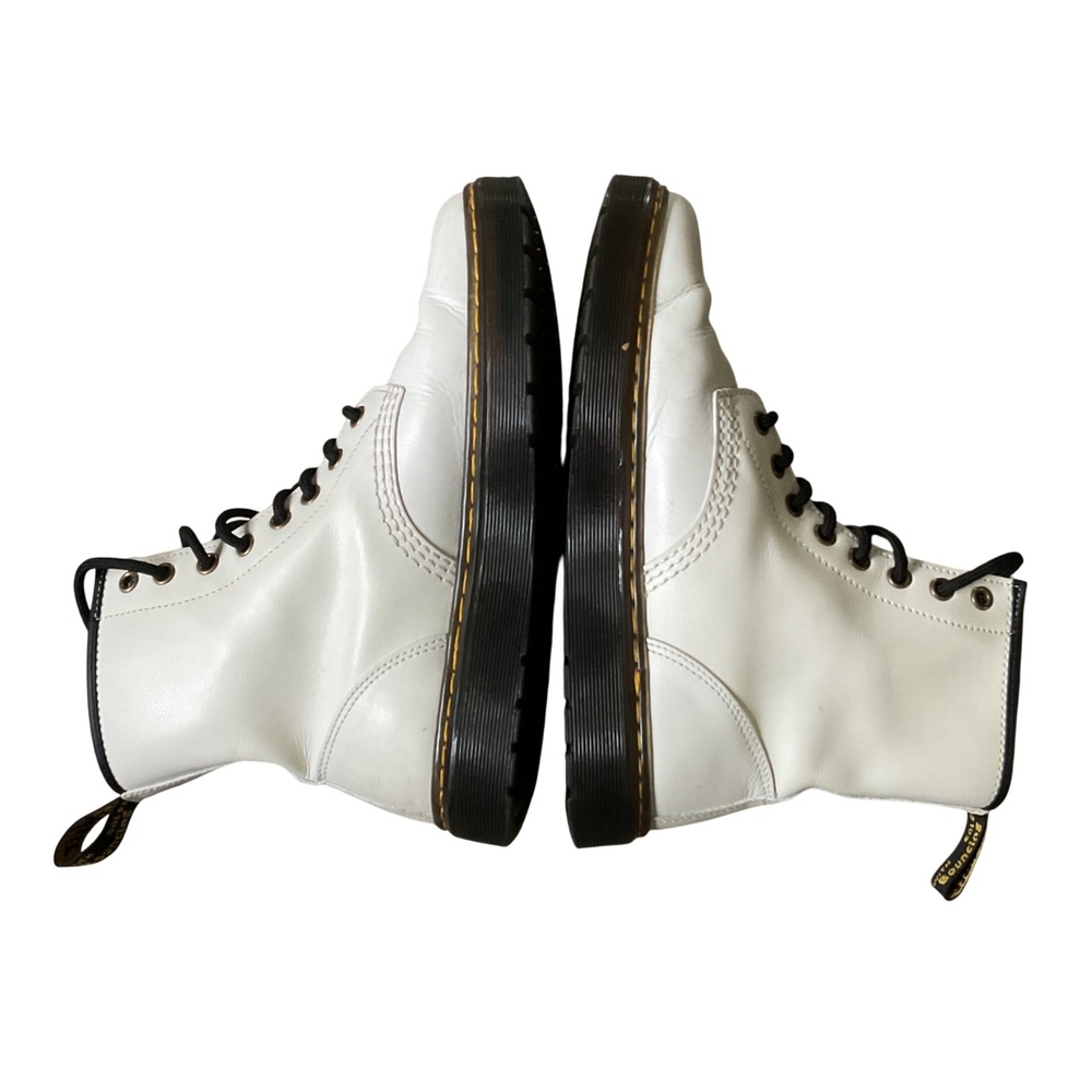 Dr. Martens Zavala White Leather Combat Boots Womens Size 8 8-Eye Lace Up